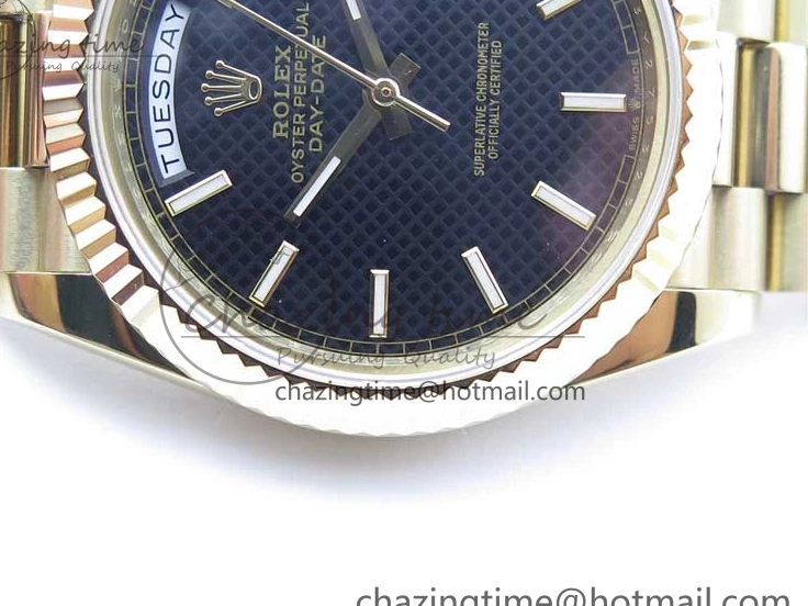 Black 40mm YG 228239 904 Version YG Bracelet Dial Markers BP A2836 Stick New Day-Date Dial on President 0420